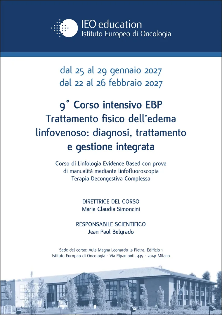 Locandina 9° Corso intensivo EBP — Trattamento fisico dell'edema linfovenoso